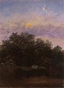 Carl Gustav Carus, Blooming Elderberry Hedge in the Moonlight